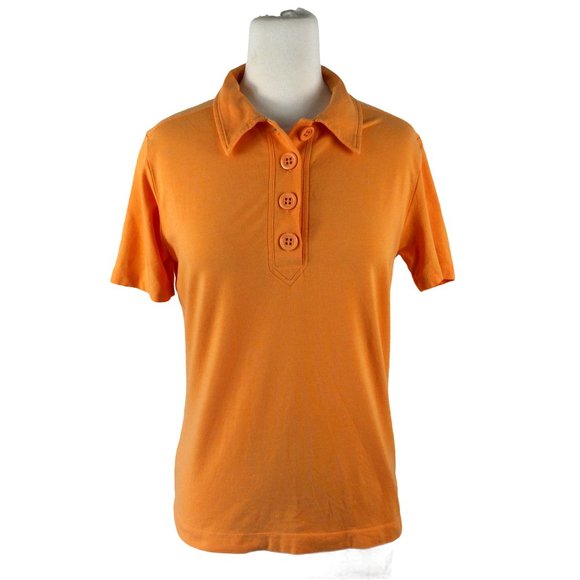 Lija Tops - Lija Collared Peach Golf Shirt, Size Small